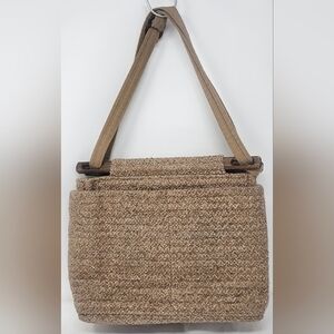 Vintage Toby Weston Woodland Hills California Tapestry Purse Handbag Tan Solid